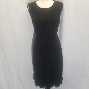 Calvin Klein Medium Dress Sleeveless Knee Length Black 3D Flowerz On Hem Career